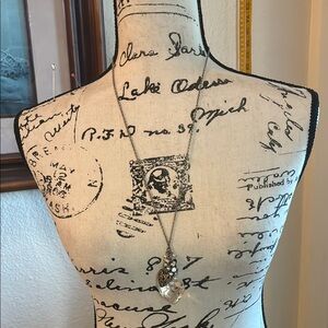 Elegant Silver Pendant Necklace with heart beads